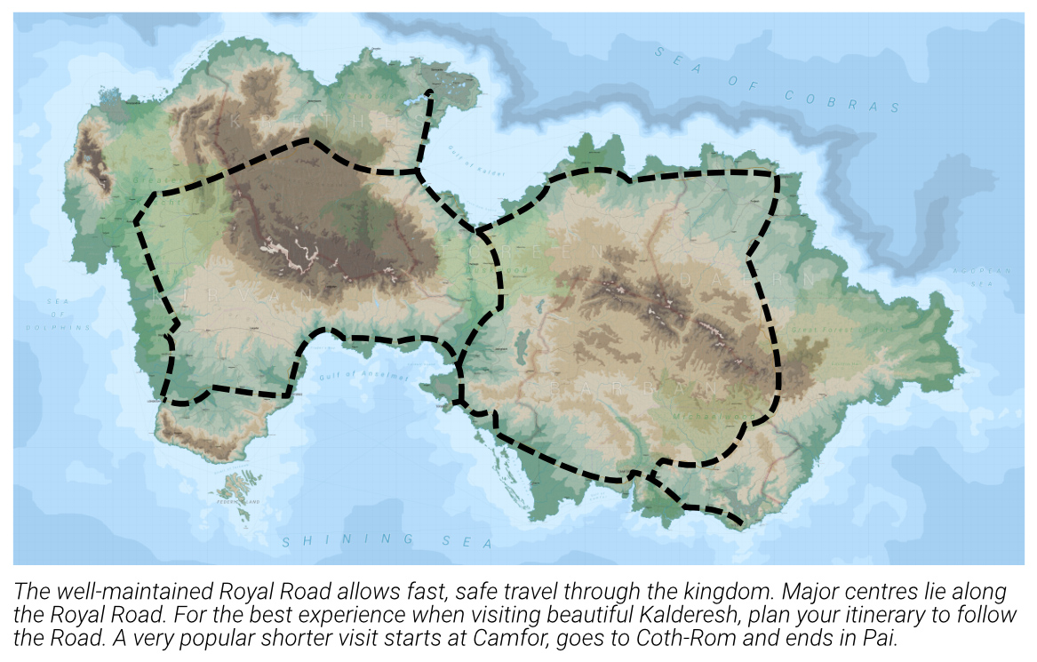 Major road network of Kalderesh, the Royal Road